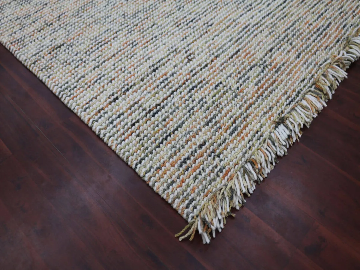 Vivid Modern Orange Hand-Woven Rug 3'x5'